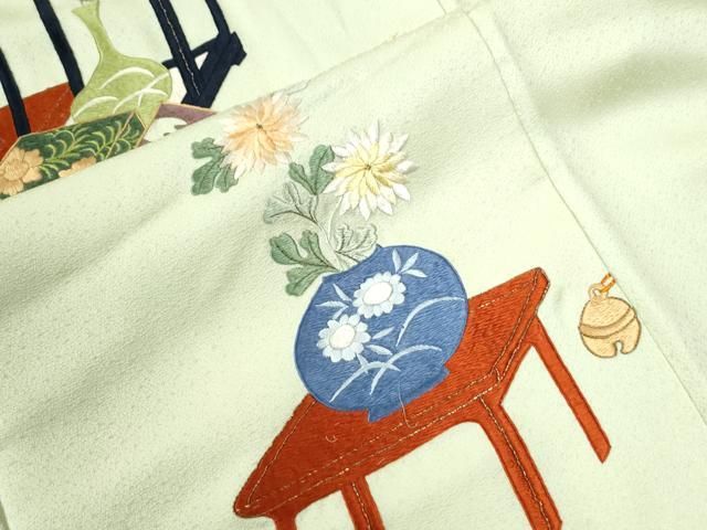 平和屋着物■訪問着　中国国宝刺繍　乱針刺繍　水辺草木文　暈し染め　銀彩　逸品　tx2391 相良刺繍 訪問着 中国三大刺繍 新作情報芸術的な刺繍を生み出す中国の人間国宝と呼ばれる 秋 逸品