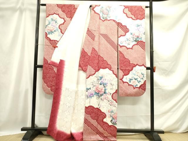 平和屋着物■豪華振袖　絞り　御所車道長花文　金銀彩　逸品bi2822 駒刺繍 平和屋着物□豪華振袖 正絹 藤花房 牡丹 DABD0729op