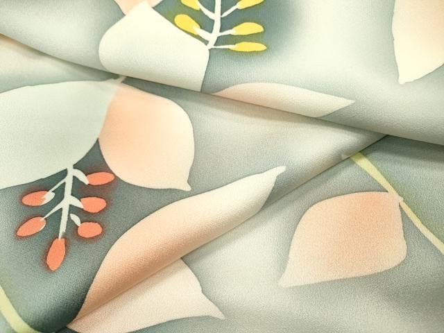 平和屋着物▽上質な小紋 地紋起こし 枝花文 正絹 逸品 CABD0987ze