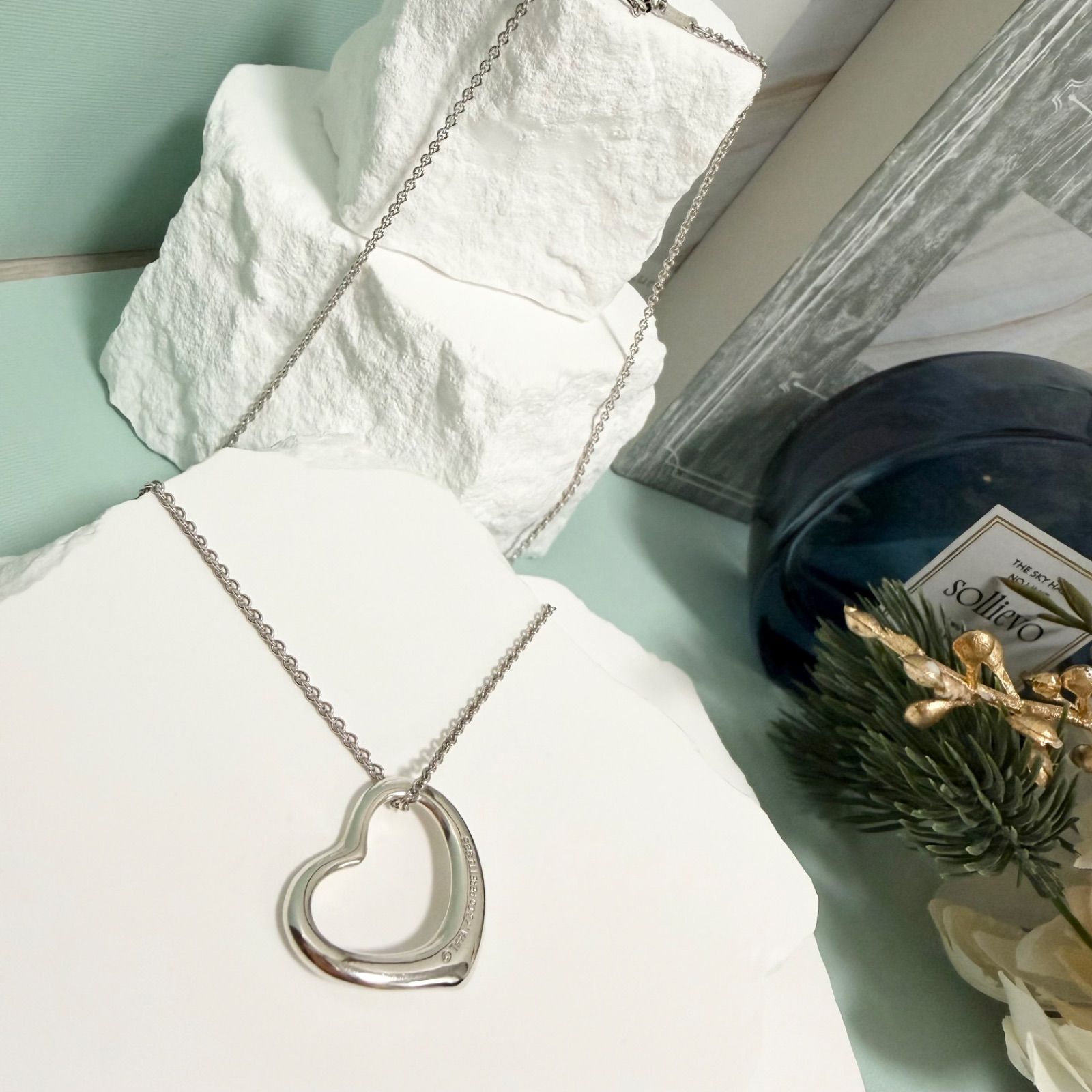 新品仕上済 Tiffany & Co. ティファニー オープンハート ネックレス L