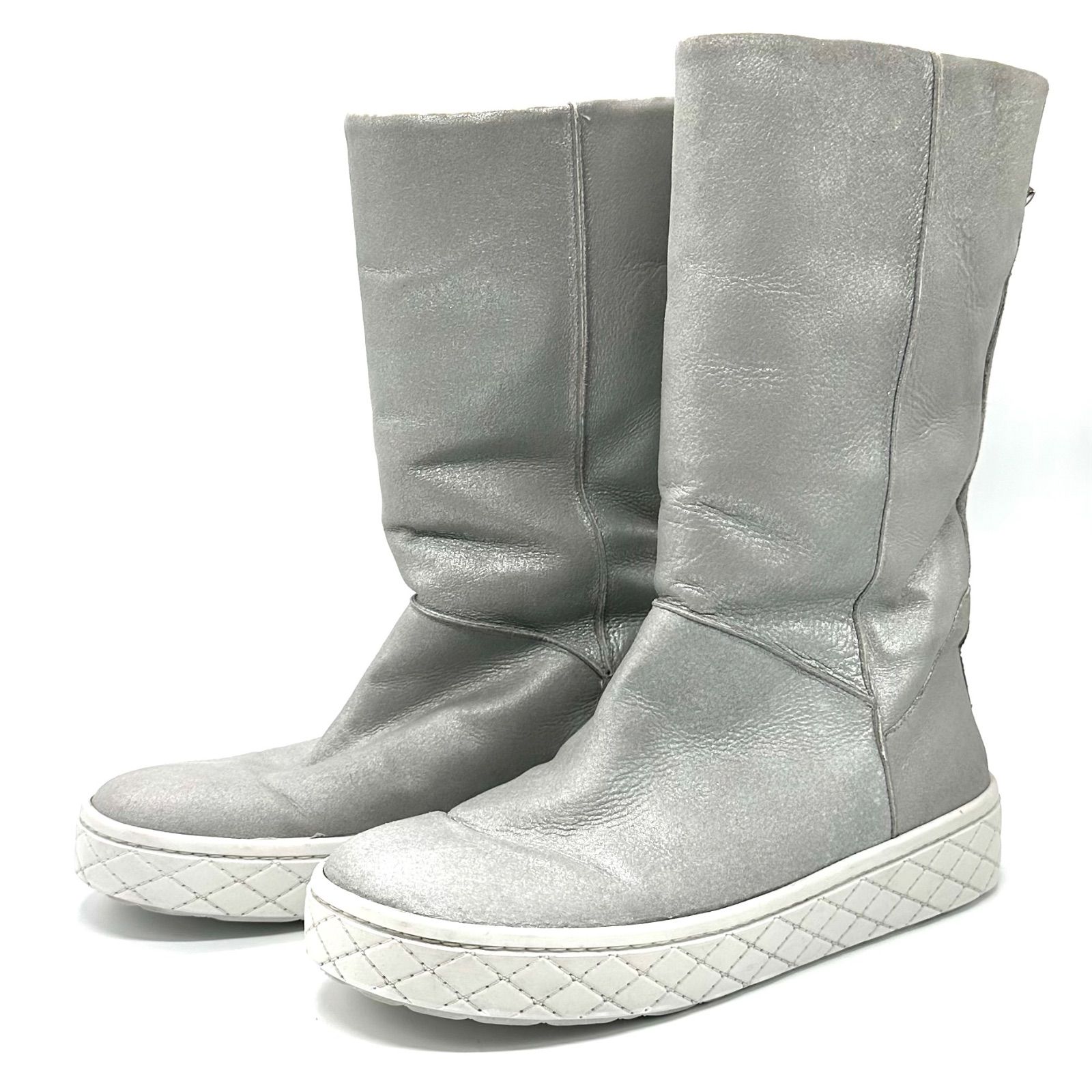 モンクレール　ブーツ38(24.5センチ) MONCLER モンクレール ラメ ジップ ブーツ 24.5cm サイズ38 - メルカリ
