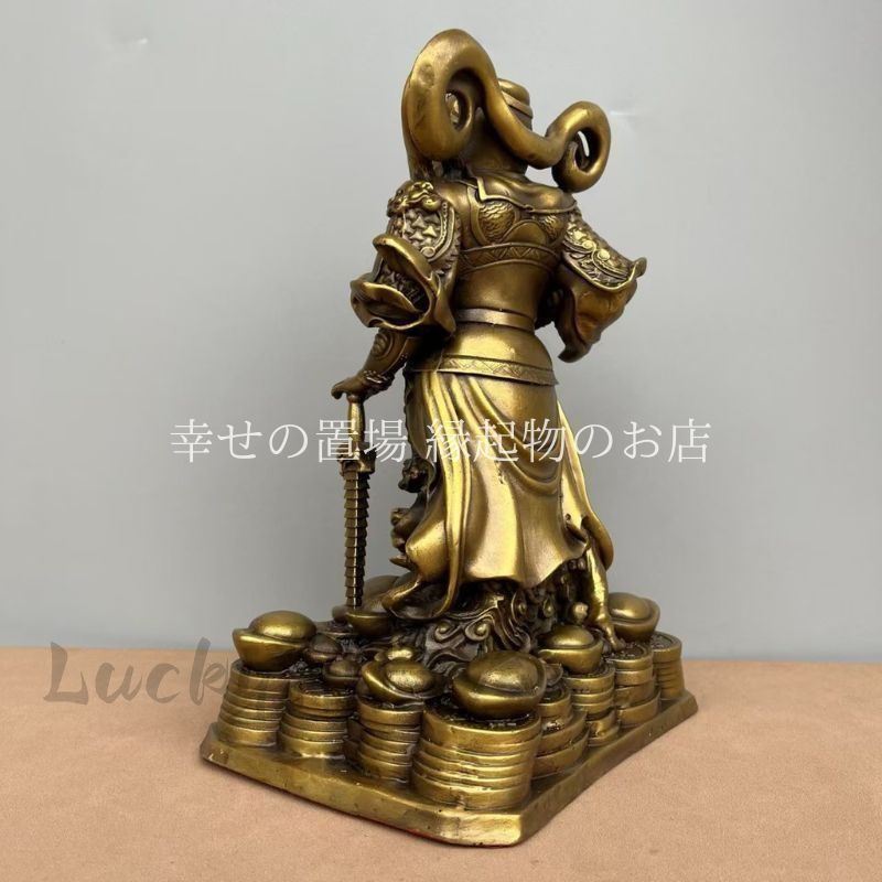 趙 公明 神像 武 神 趙公明 置物 オブジェ 風水 真鍮製 銅製 黄財神