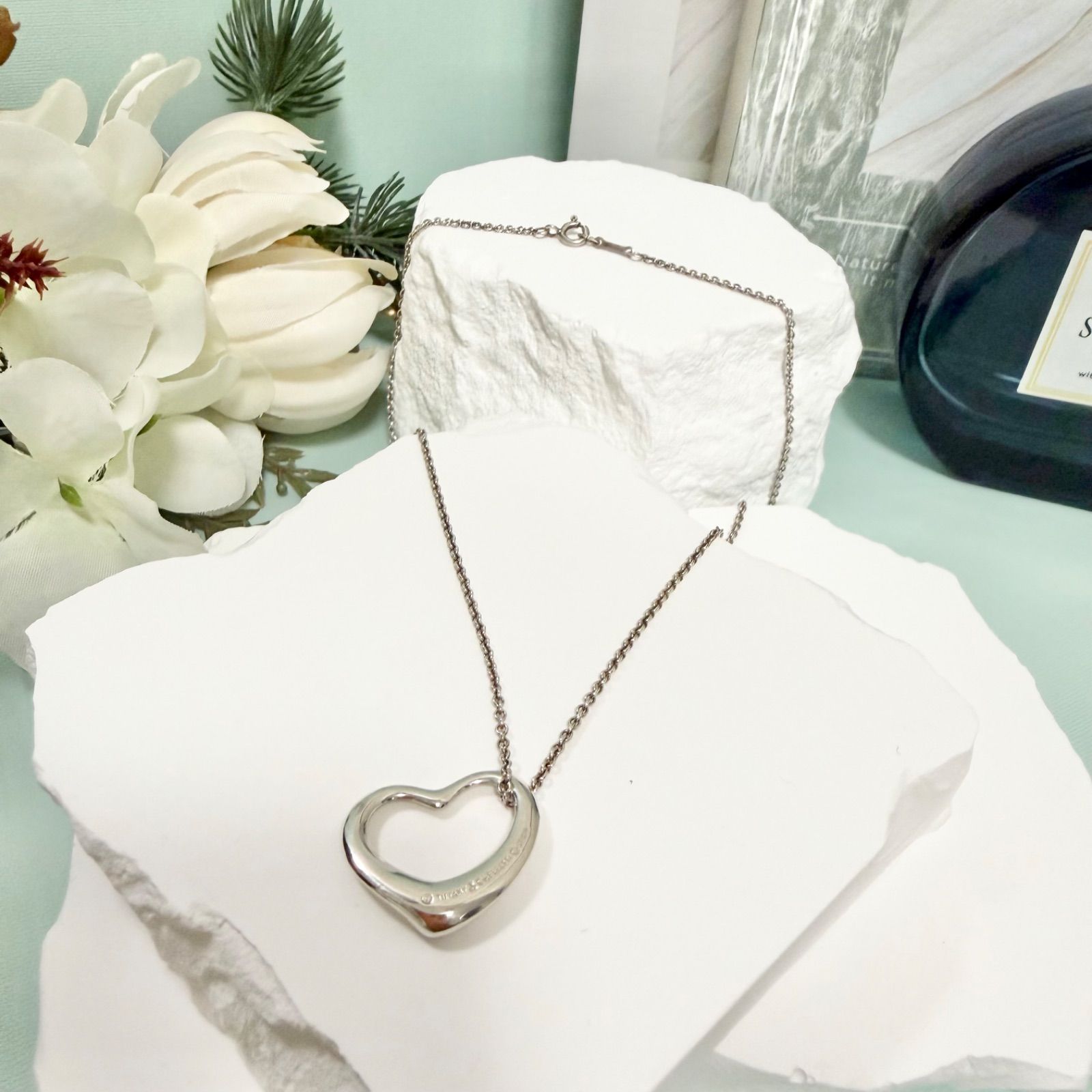 新品仕上済 Tiffany & Co. ティファニー オープンハート ネックレス L 