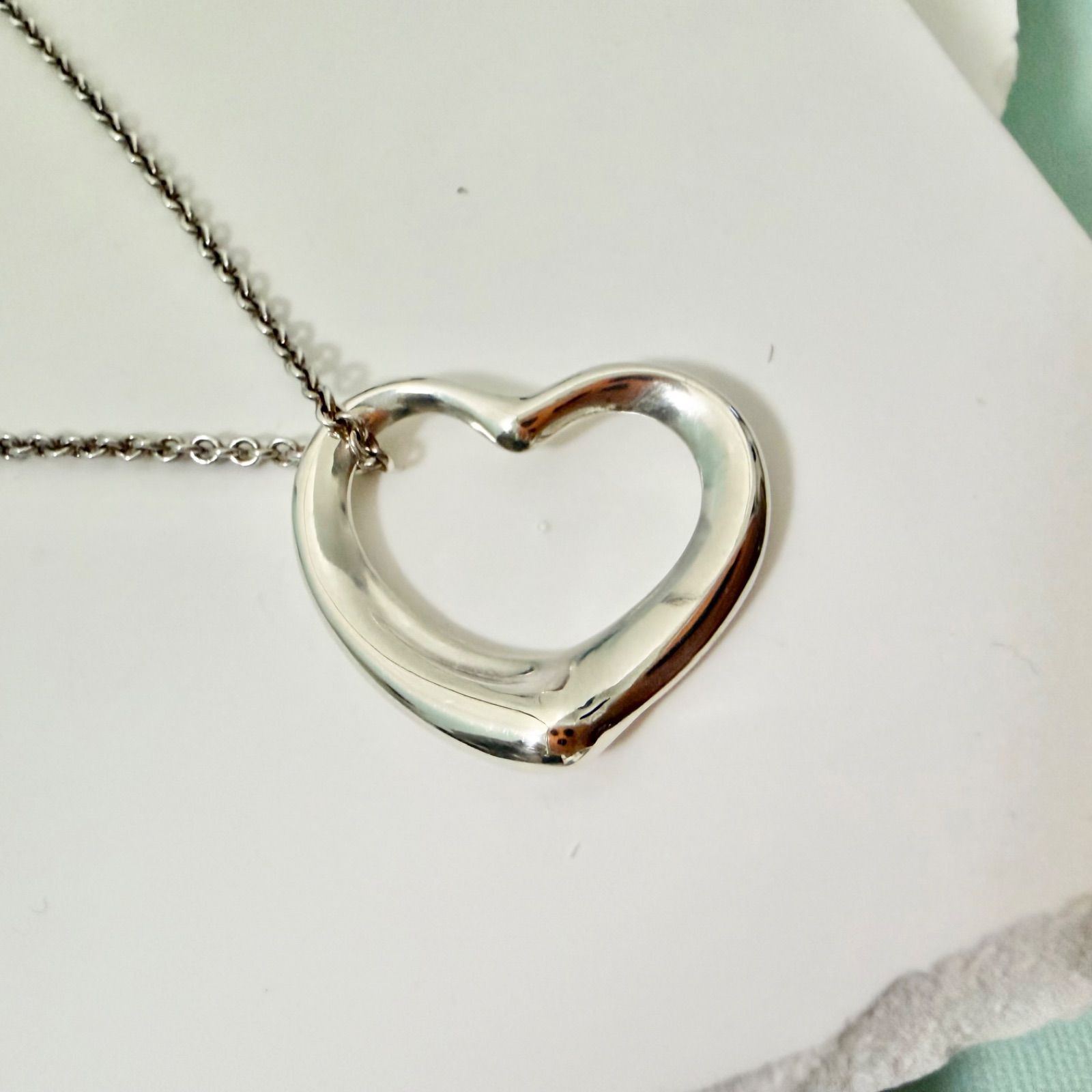 ハート出品 新品仕上済 Tiffany & Co. ティファニー オープンハート ネックレス L