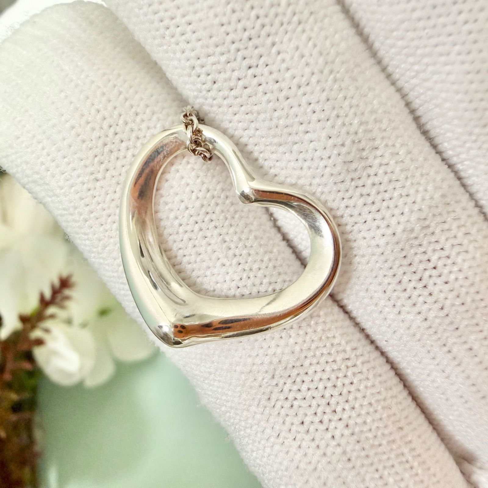 新品仕上済 Tiffany & Co. ティファニー オープンハート ネックレス L 