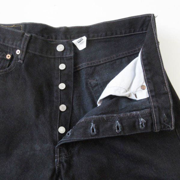 美品 00s リーバイス 501 後染め ブラック ジーンズ W34 濃い黒