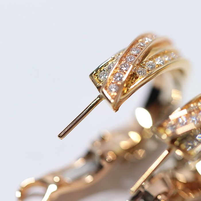 美品】 カルティエ トリニティスリーバングルズ ピアス ダイヤモンド 