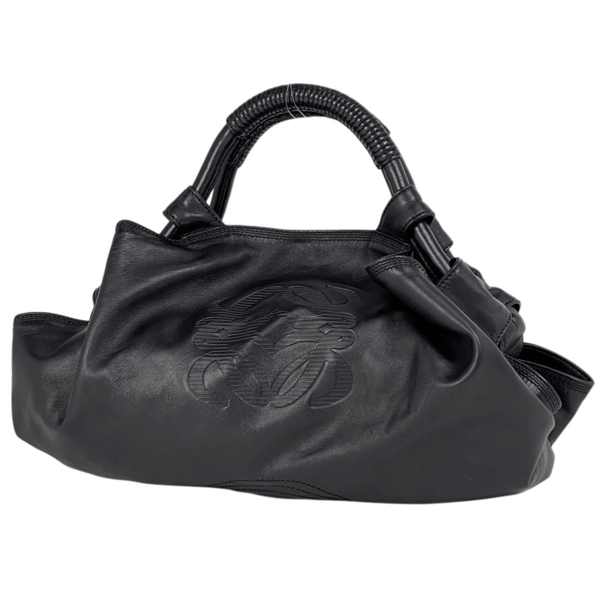 ロエベ LOEWE ナッパアイレ アナグラム ハンドバッグ レザー ブラック 