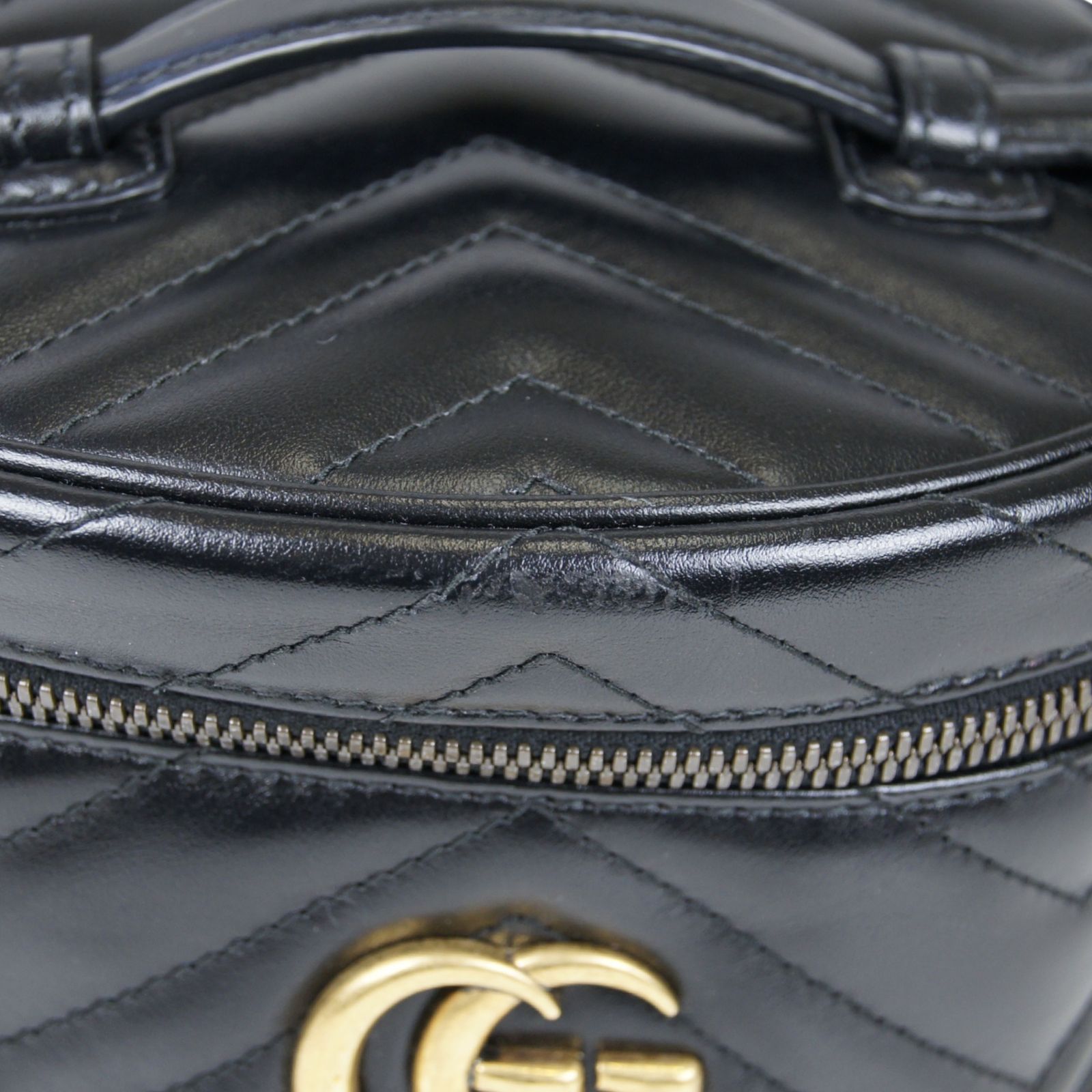 GUCCI グッチ GGマーモント バニティバッグ ポーチ ミニ レザー 