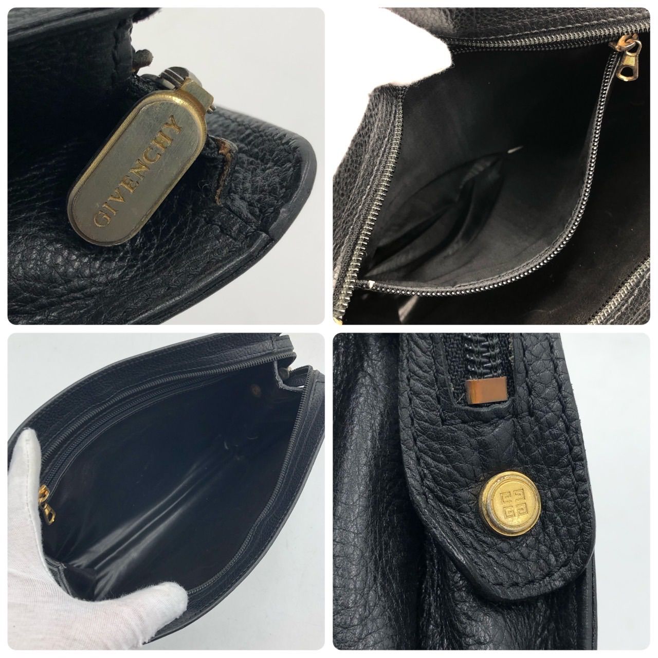2502 中古美品！ GIVENCHY/ジバンシー／レザー ハンドバッグ ブラウン 