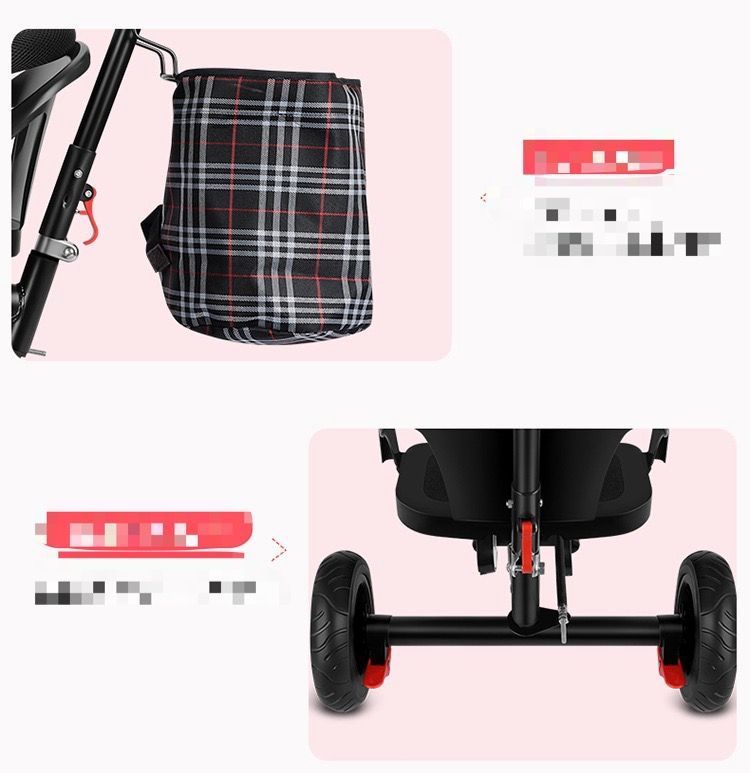 二人乗り三輪車ベビーカー双子用子供用自転車補助棒付き両点シートベルト付きカゴ付き補助棒取り外し可誕生日プレゼントアウトドア兄弟姉妹でお出かけ楽々