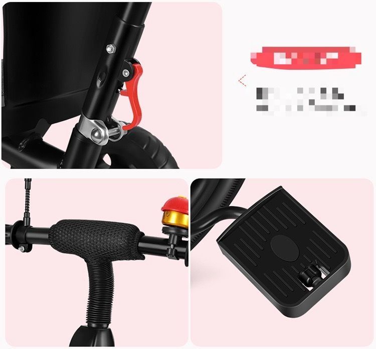 二人乗り三輪車ベビーカー双子用子供用自転車補助棒付き両点シートベルト付きカゴ付き補助棒取り外し可誕生日プレゼントアウトドア兄弟姉妹でお出かけ楽々