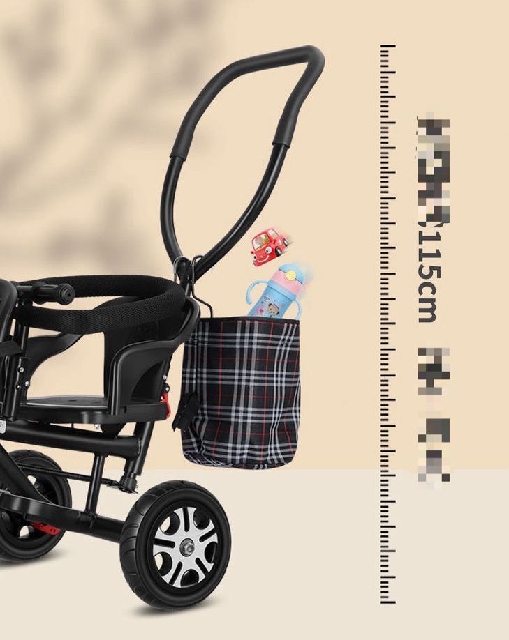 大好評 二人乗り三輪車ベビーカー双子用子供用自転車補助棒付き両点シートベルト付きカゴ付き補助棒取り外し可誕生日プレゼントアウトドア兄弟姉妹でお出かけ楽々