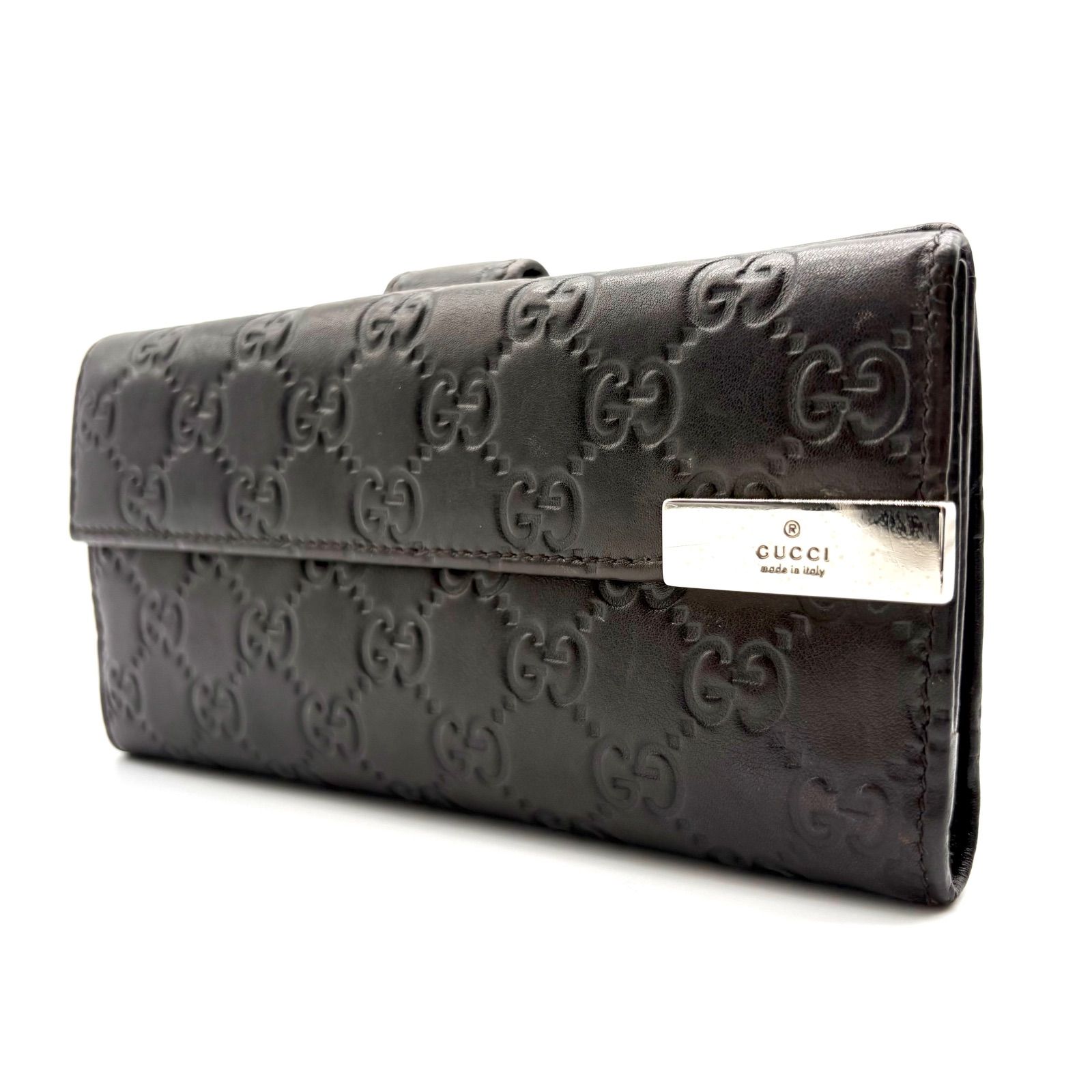 美品✨】GUCCI グッチ グッチシマ 長財布 型番233112 ダークブラウン