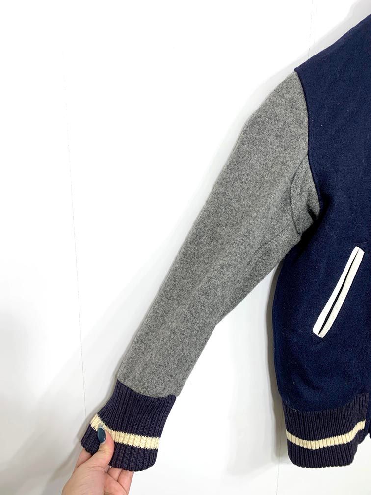SKOOKUM スクーカム USA製 スタジャン ジャケット size34/紺×グレー