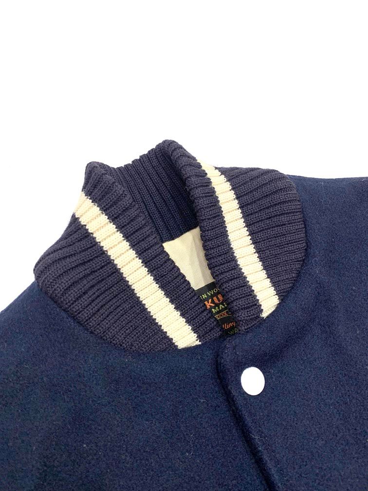 SKOOKUM スクーカム USA製 スタジャン ジャケット size34/紺×グレー