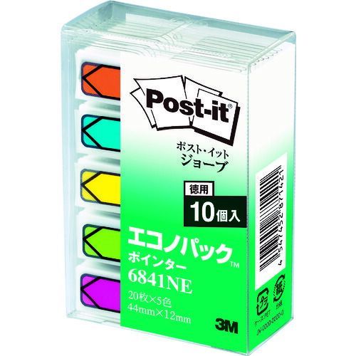 ３Ｍ　ポスト・イット　ジョーブ　４４Ｘ１２ｍｍ　１００枚Ｘ１０　５色混色