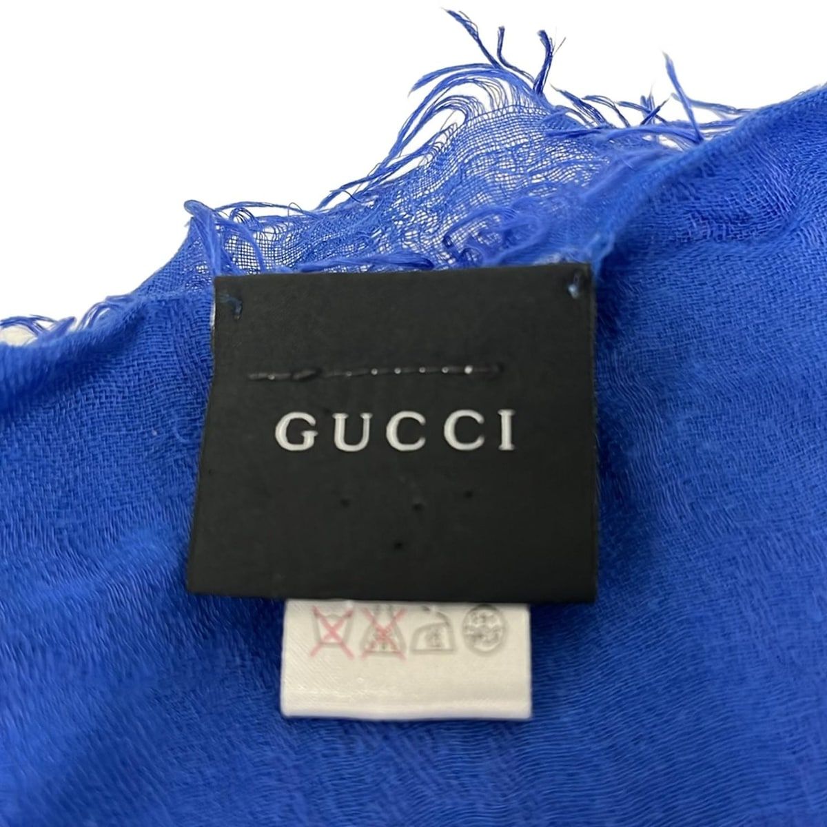 GUCCI(グッチ) ストール(ショール)美品 - ブルー GG柄 コットン - メルカリ