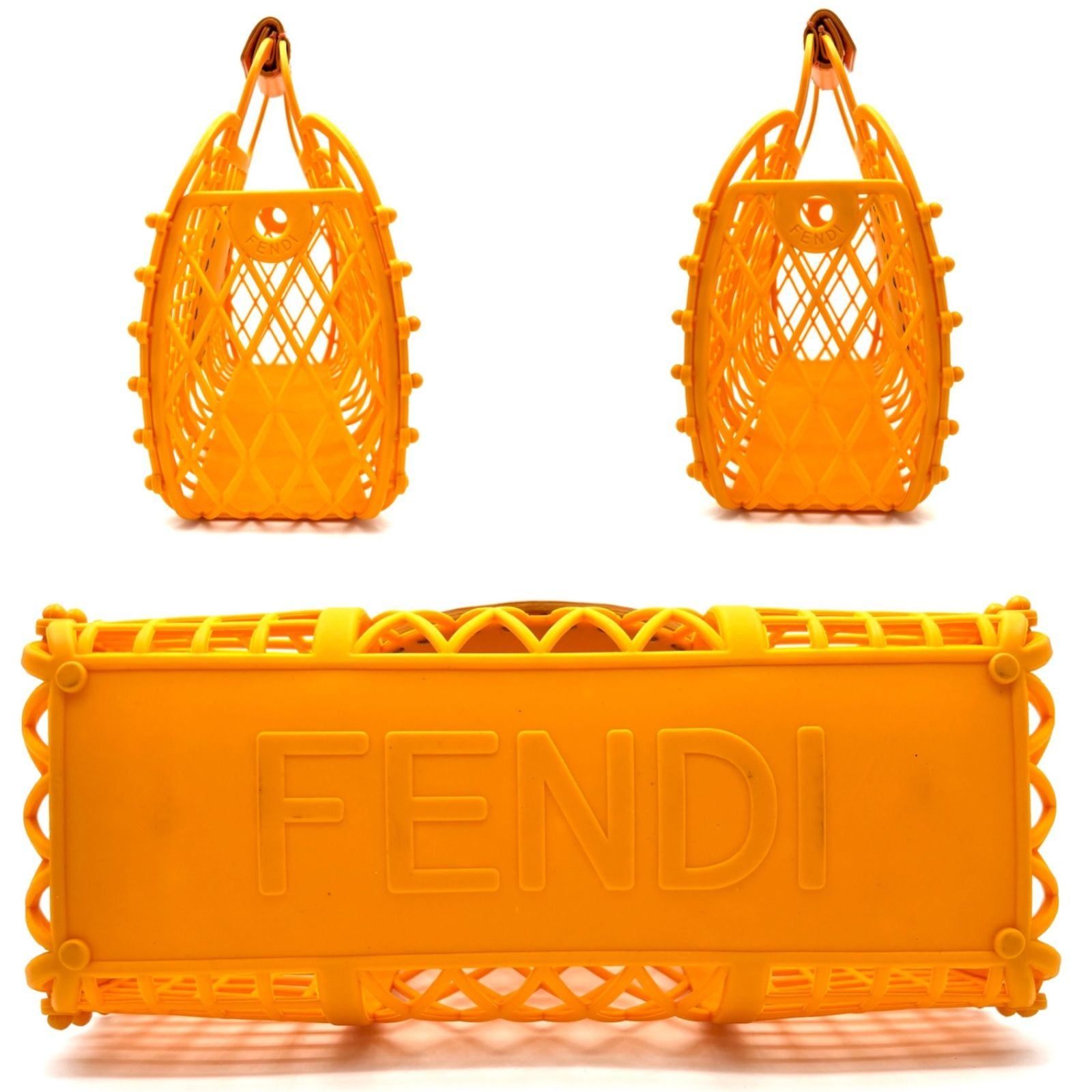 極美品 FENDI フェンディ バケット ミディアム ハンドバッグ カゴ 