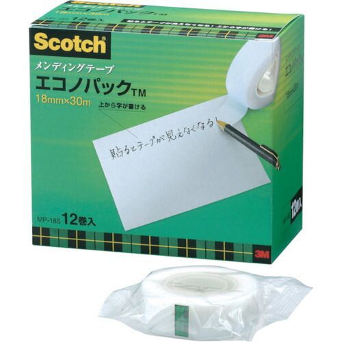３Ｍ　メンディングテープエコノパック　１８ｍｍＸ３０ｍ　巻芯径２５ｍｍ　１２巻入