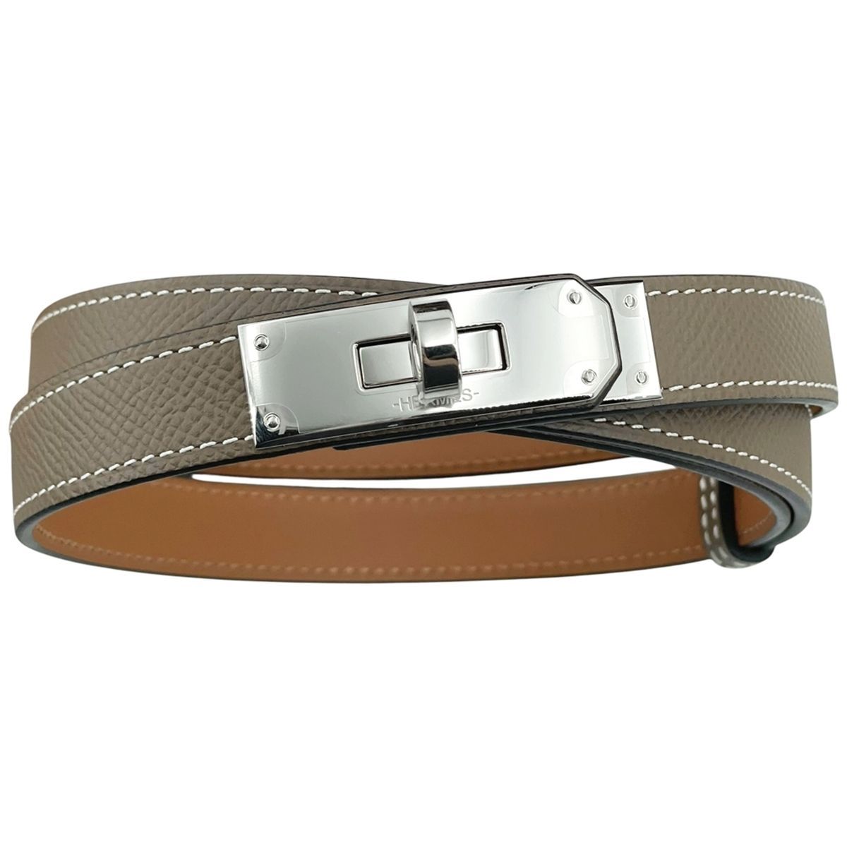 エルメス ケリーベルト 18 エトゥープ シルバー 中古】 HERMES エルメス ケリーベルト18 エトゥープ グレージュ