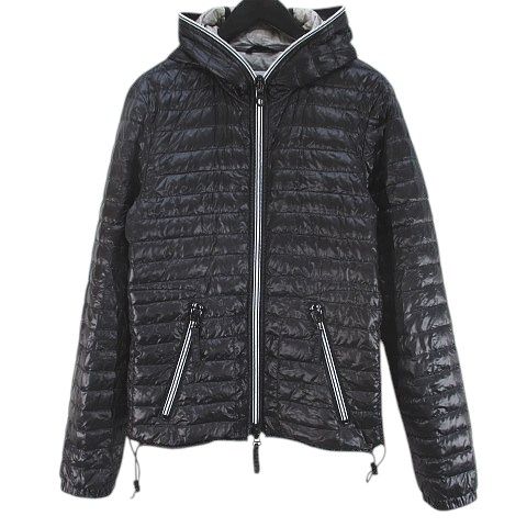 即納・良品 DUVETICA ダウンジャケット ダブルジップ 黒 M フード付き 