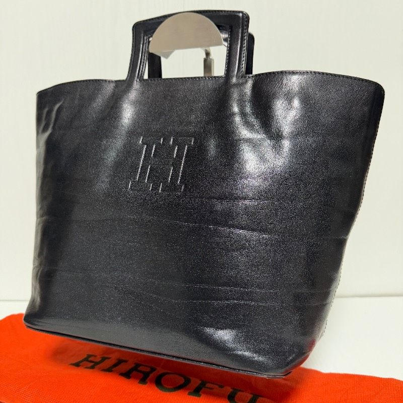 美品HIROFU ヒロフ オレッキーノ トート 保存袋付き ブルー シボ革 