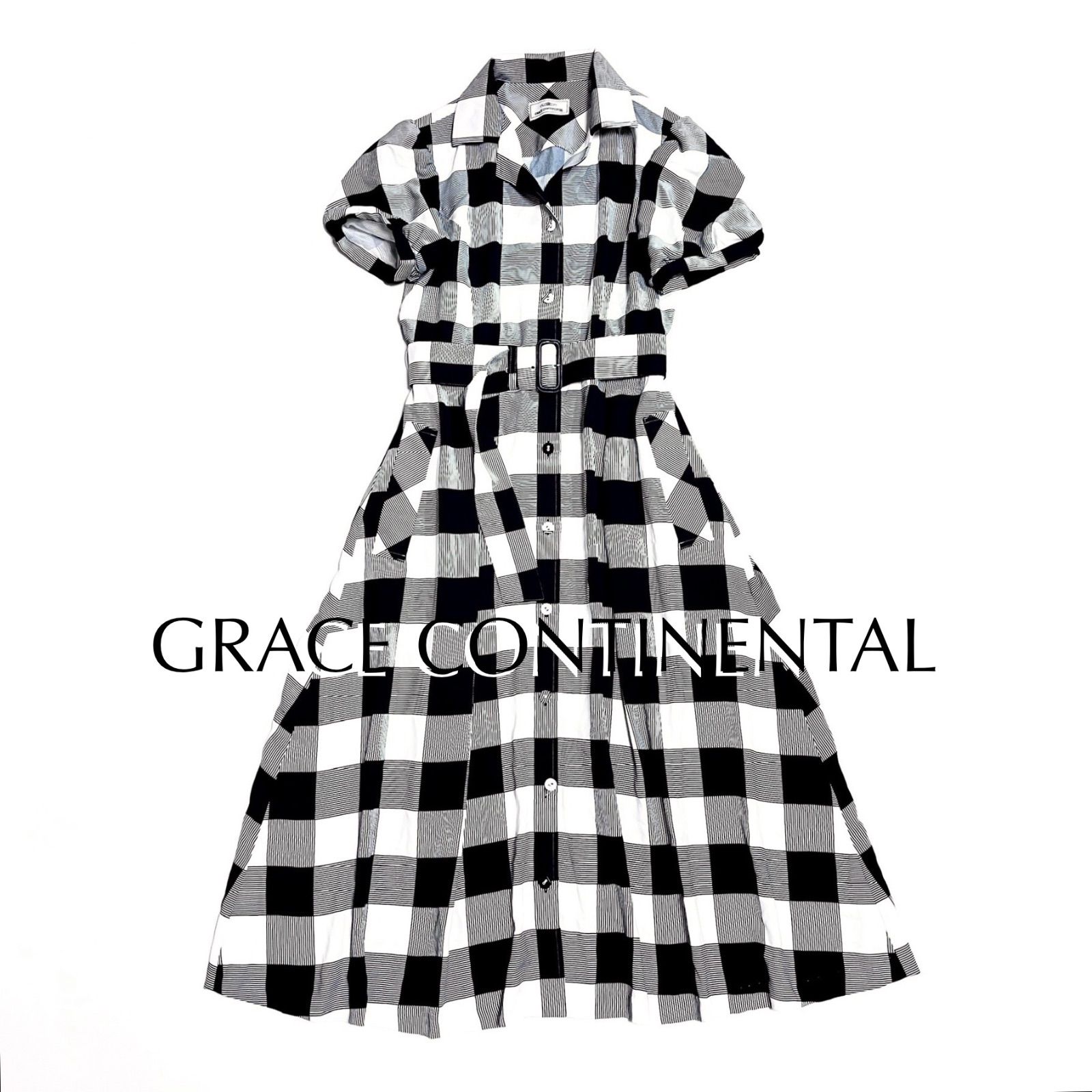 kX10 GRACE CONTINENTAL チェックシャツワンピース ベルト ロング