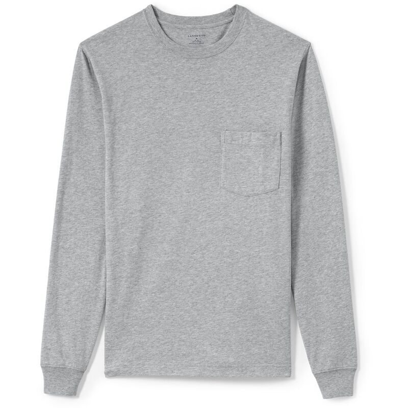 メンズ ランズエンド メンズ トップス Tシャツ Mens Lands End SuperT Henley Gray Heather グレー