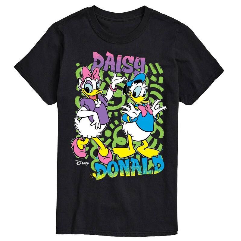 アニメキャラクター メンズ トップス Tシャツ グラフィック Licensed Character Mens Disneys Donald Daisy Duck Retro Graphic Tee Black ブラック