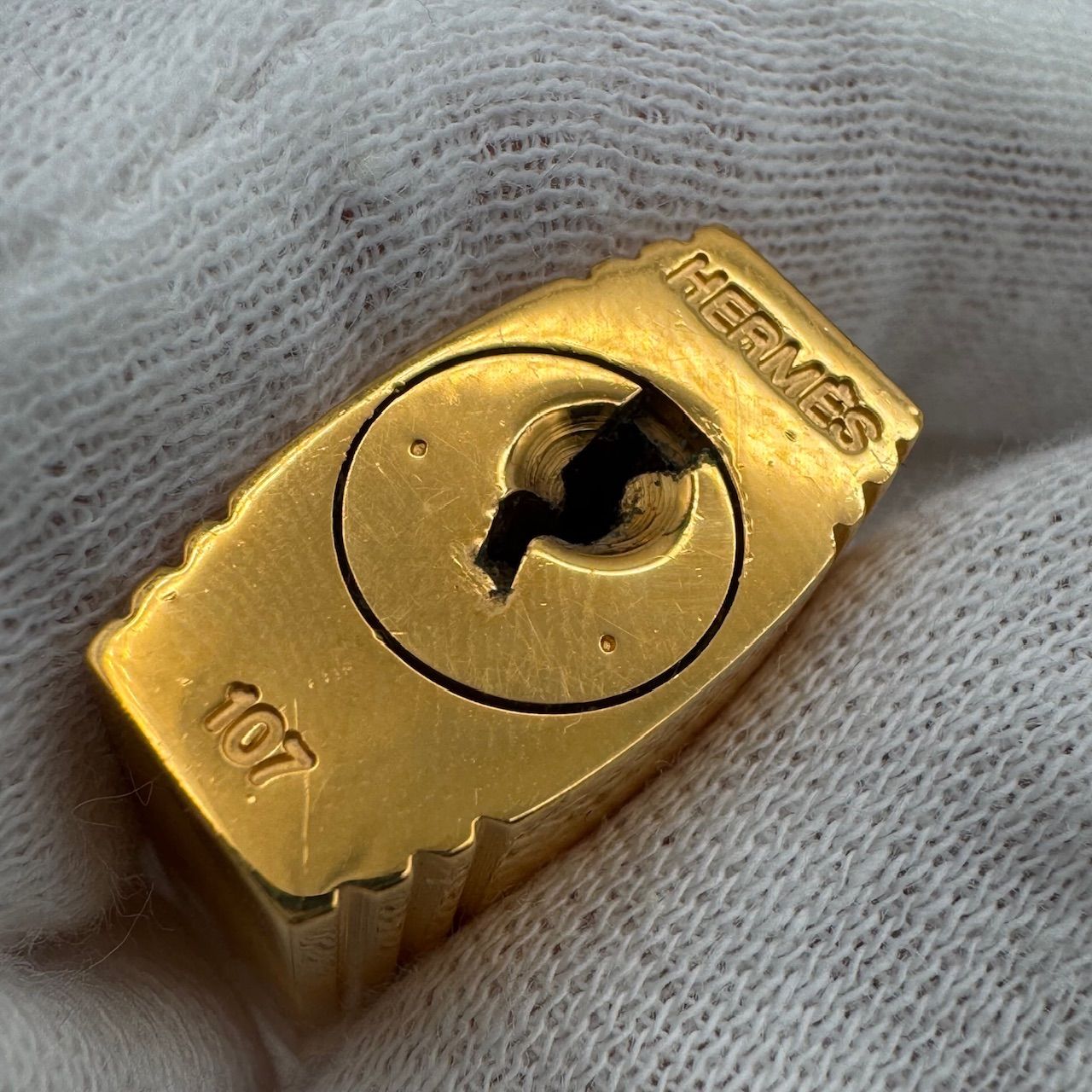 107番】HERMES カデナ ゴールド 鍵なし チャームのみ キーホルダー 3