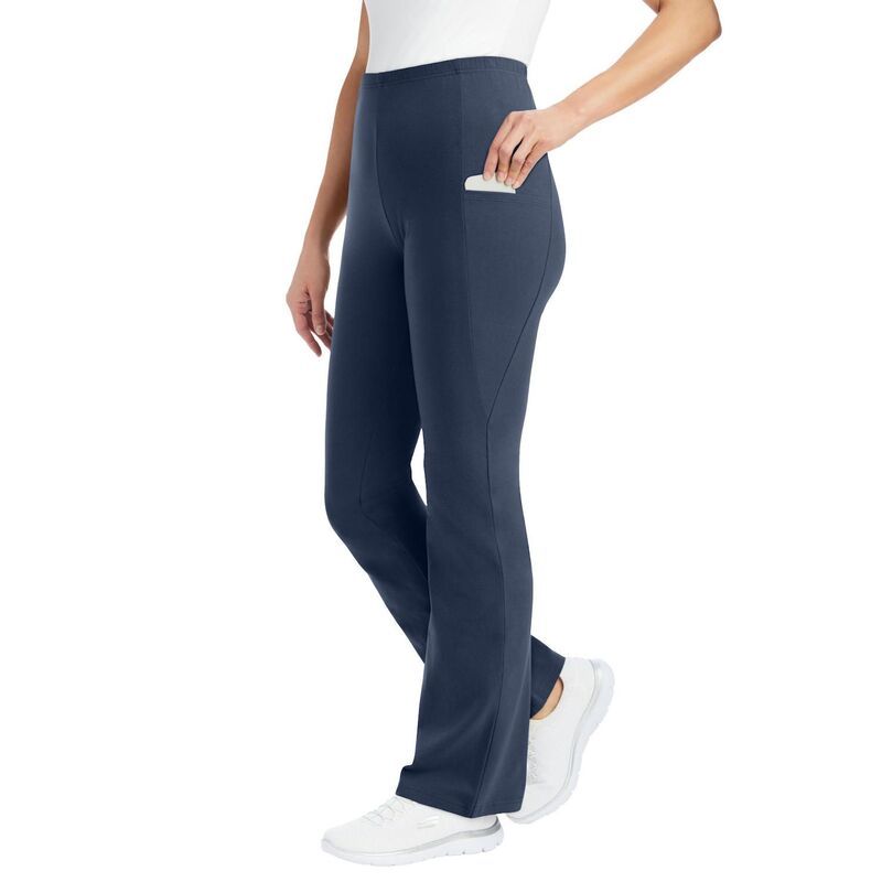 ウーマン ウィズイン レディース ボトムス カジュアルパンツ ブーツカット プラスサイズ プチ コットン ブーツ Woman Within Plusize Petite Stretch Cotton Pocket Bootcut Legging Navy ネイ