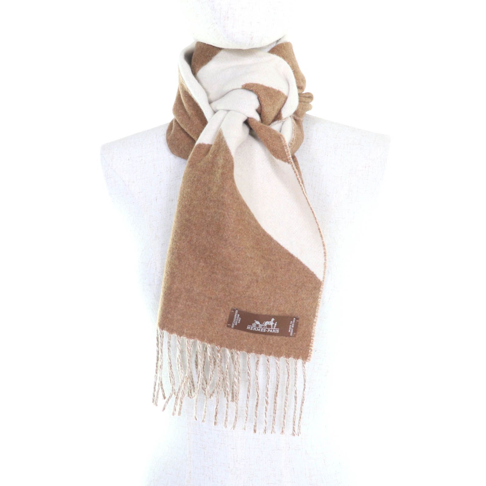 極美品☆HERMES エルメス カザック シュヴロン カシミヤ100