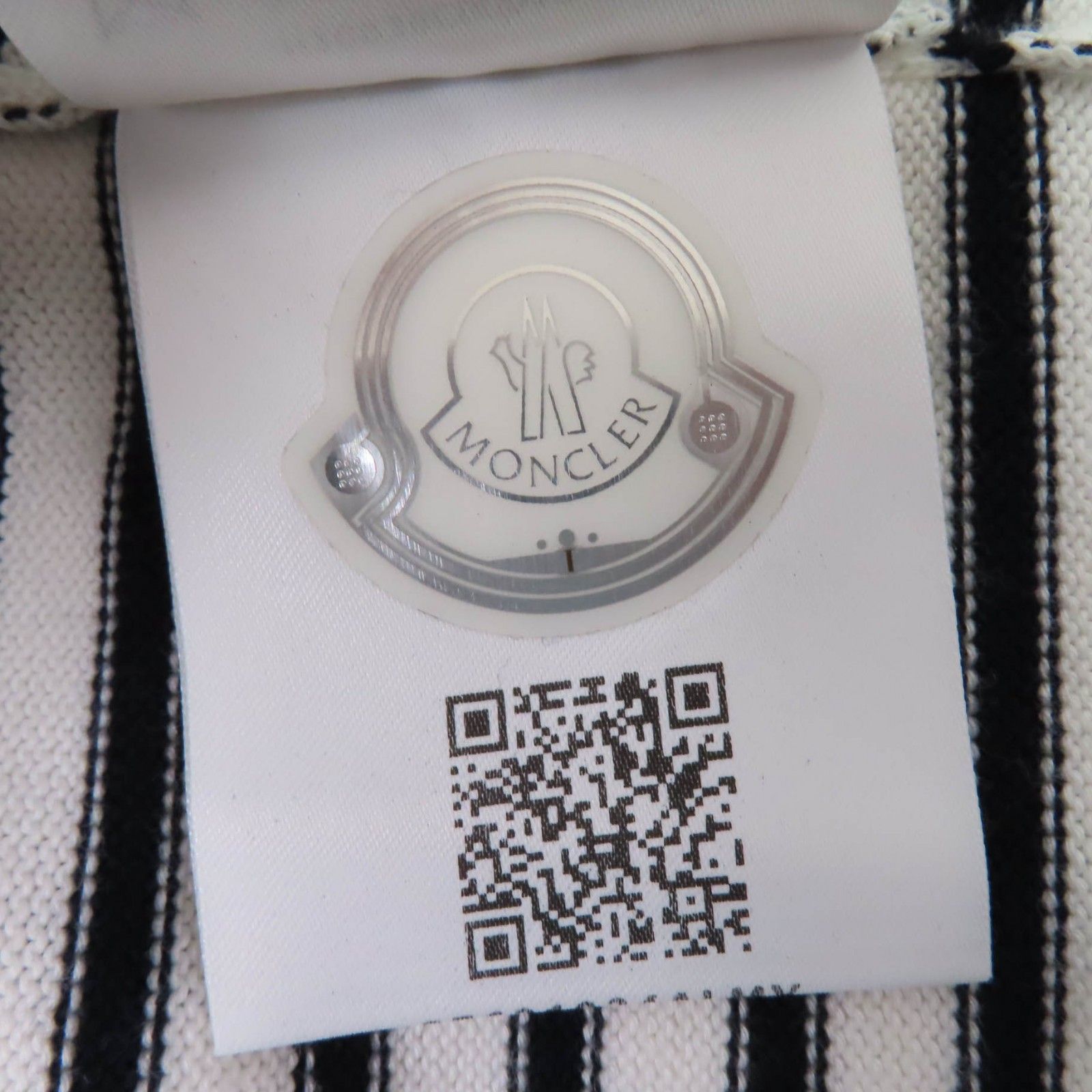 極美品☆MONCLER モンクレール 2021年製 コットン100％ ロゴ入り ボーダー柄 長袖 ニット アイボリー ブラック XS 正規品 レディース MONCLER（モンクレール） 極美品☆MONCLER 2021年製 コットン100