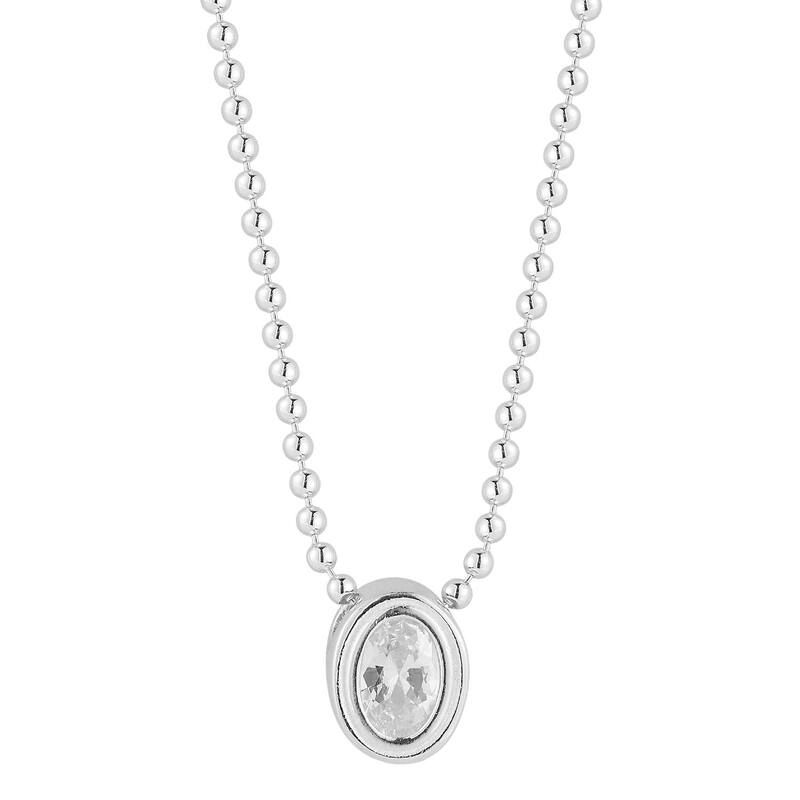 Sunkissed Sterling レディース アクセサリー ネックレス・チョーカー・ペンダントトップ レース Sunkissed Sterling Oval Bezel Set Cubic Zirconia Pendant Necklace Silver