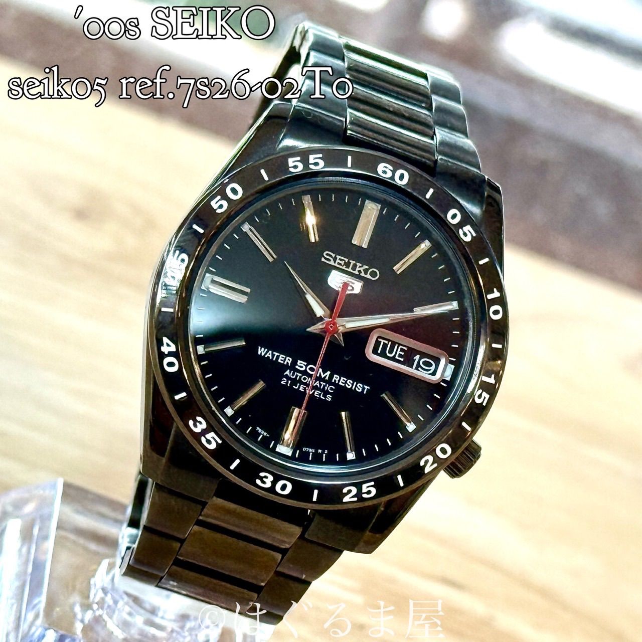 00s セイコー seiko5 『黒い稲妻』自動巻 メンズウォッチ OH済 - メルカリ