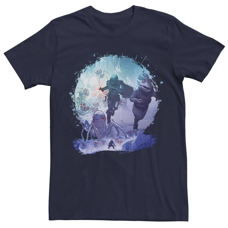 アニメキャラクター メンズ トップス Tシャツ Licensed Character Menstar Wars The Mandalorian The Fleeing Collage Portraitee Navy ネイビー