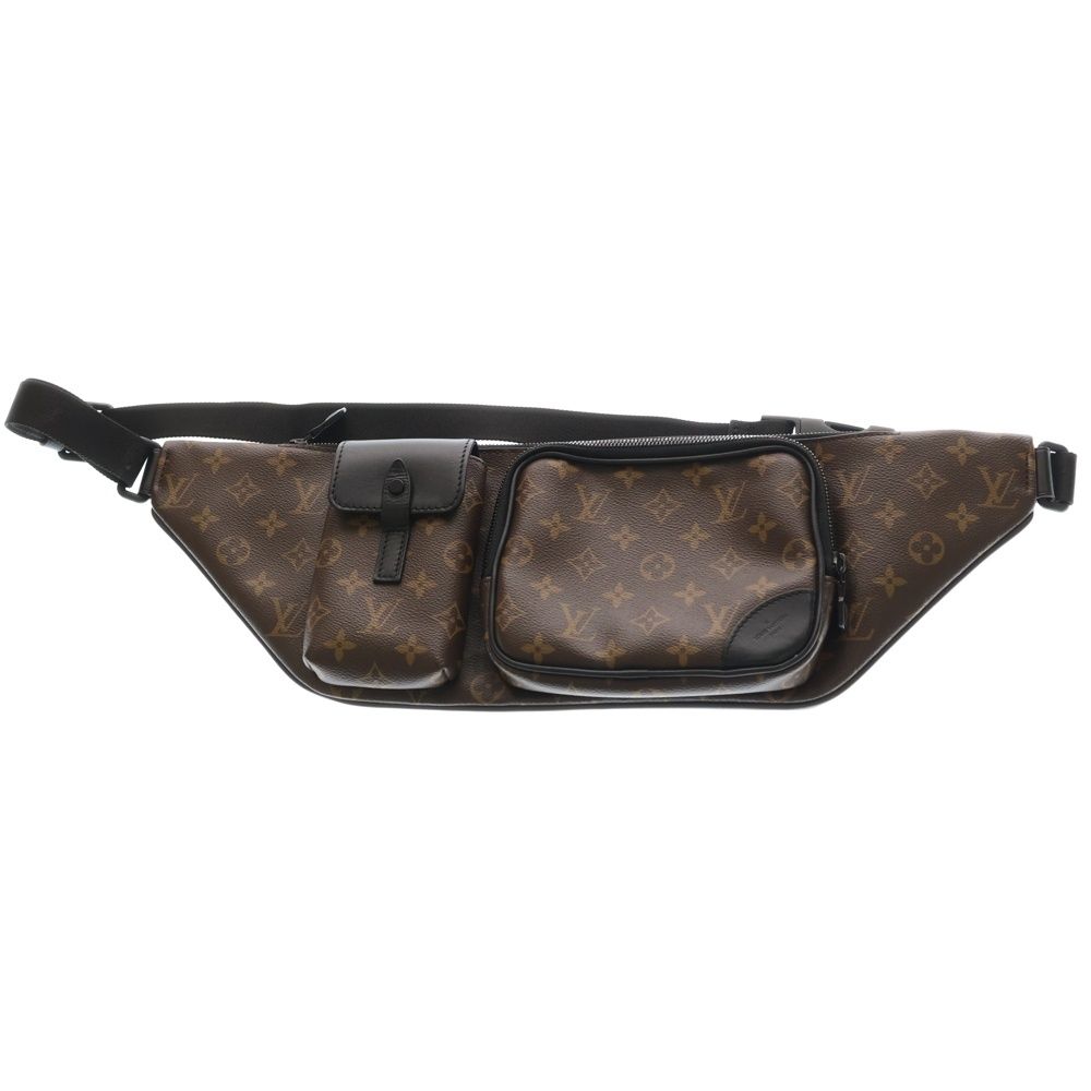 LOUIS VUITTON (ルイヴィトン) モノグラムマカサー クリストファー ウエストバッグ ボディバッグ バムバッグ ブラウン×ブラック M45337 ゴールド金具