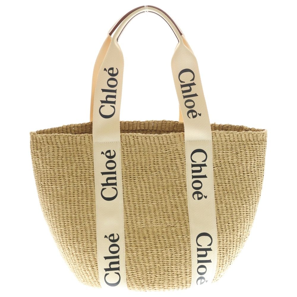 Chloe ハンドバッグ かごバッグ ベージュ Chloe (クロエ) ラージバスケット ロゴ かご ハンドバッグ ベージュ