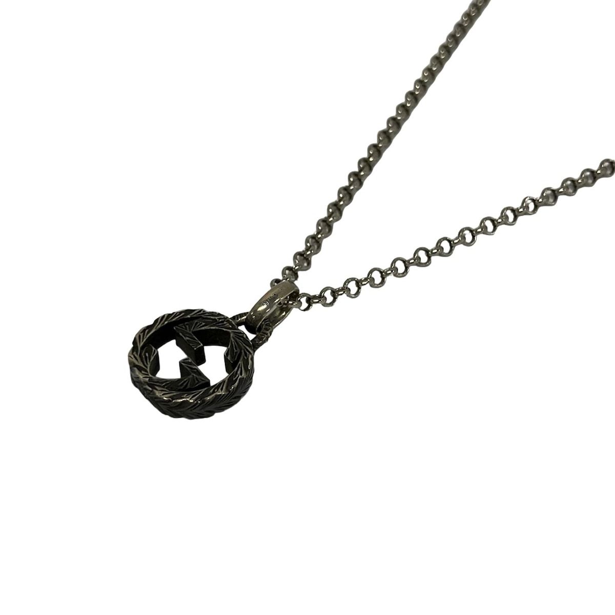 GUCCI ネックレス 黒 インターロッキング アクセサリー ペンダント 