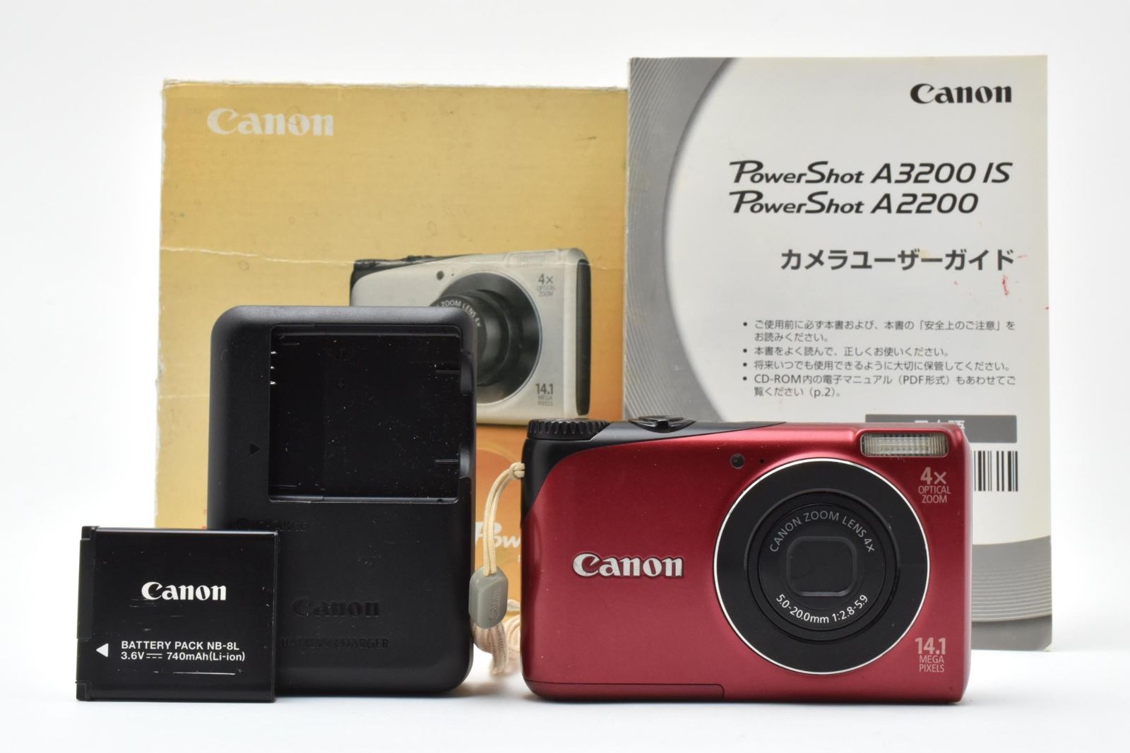 実用光学美品 箱あり】Canon キャノン PowerShot A2200 赤 レッド