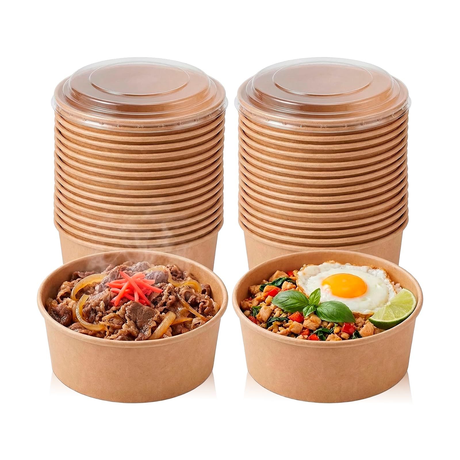 使い捨て食品容器です。 Asdays 使い捨て弁当箱 使い捨て どんぶり 使い捨て容器 蓋付き ランチ