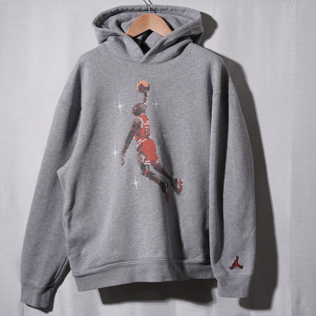 ナイキ NIKE エアジョーダン AIR JORDAN パーカー L グレー 刺繍 