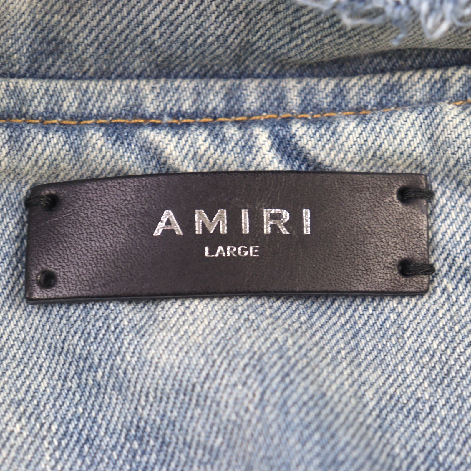 極美品○AMIRI アミリ Damage Denim Riders Jacket コットン100% ロゴ 