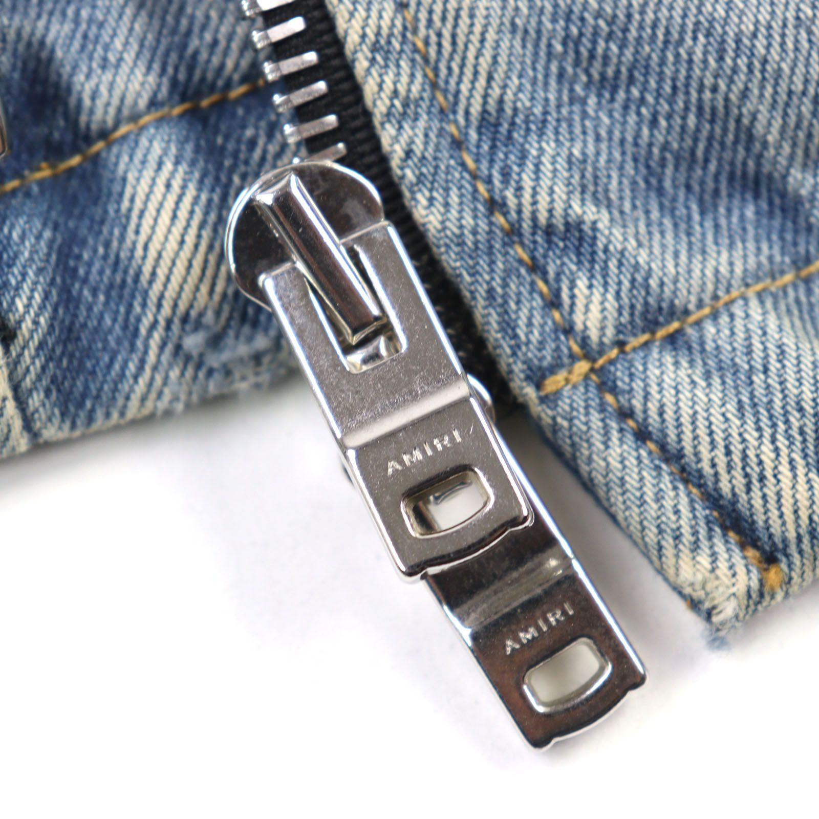 極美品○AMIRI アミリ Damage Denim Riders Jacket コットン100% ロゴ 