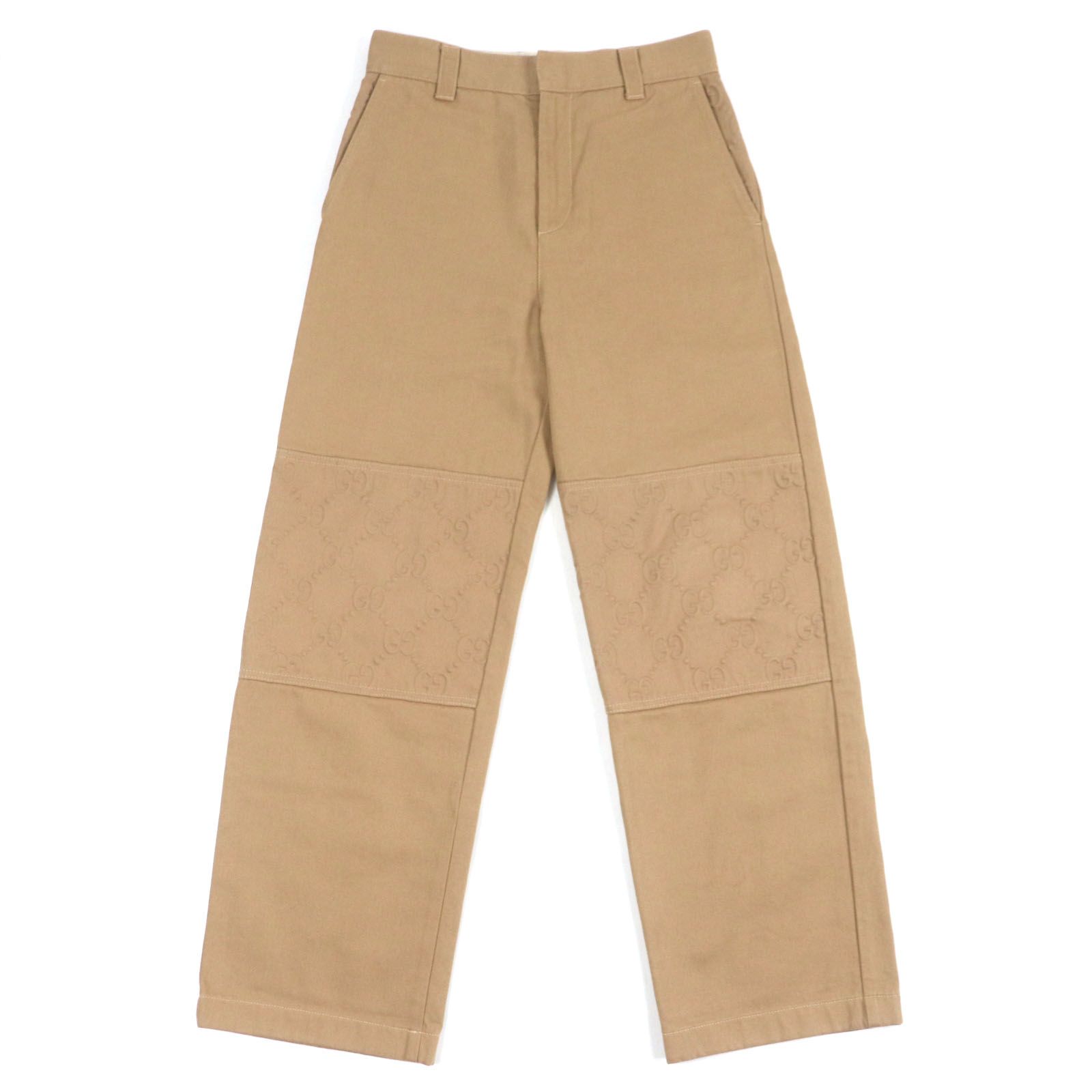 極美品▼GUCCI グッチ 771458 コットン100% エンボスGGロゴ ロゴワッペン付き オーガニック デニムパンツ ベージュ 44 イタリア製 正規品 メンズ 極美品▽GUCCI グッチ 771458 コットン100% エンボスGGロゴ ロゴ