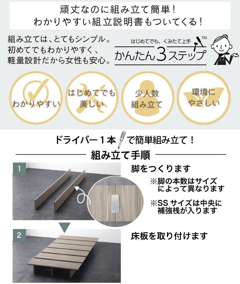 最安値】ダブルベッド 頑丈 すのこベッド ベッドフレーム単品 新品送料