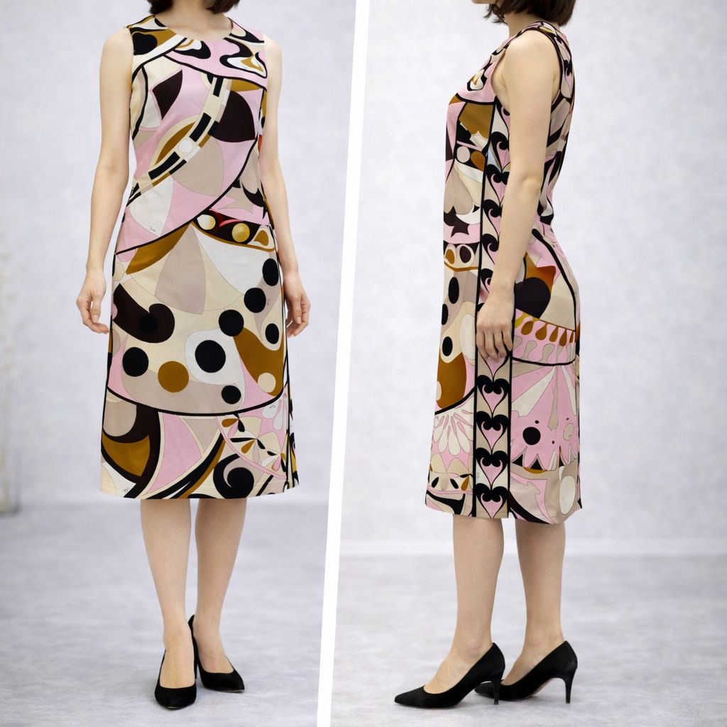 Emilio Pucci エミリオプッチ☆シルクノースリーブワンピース プッチ総