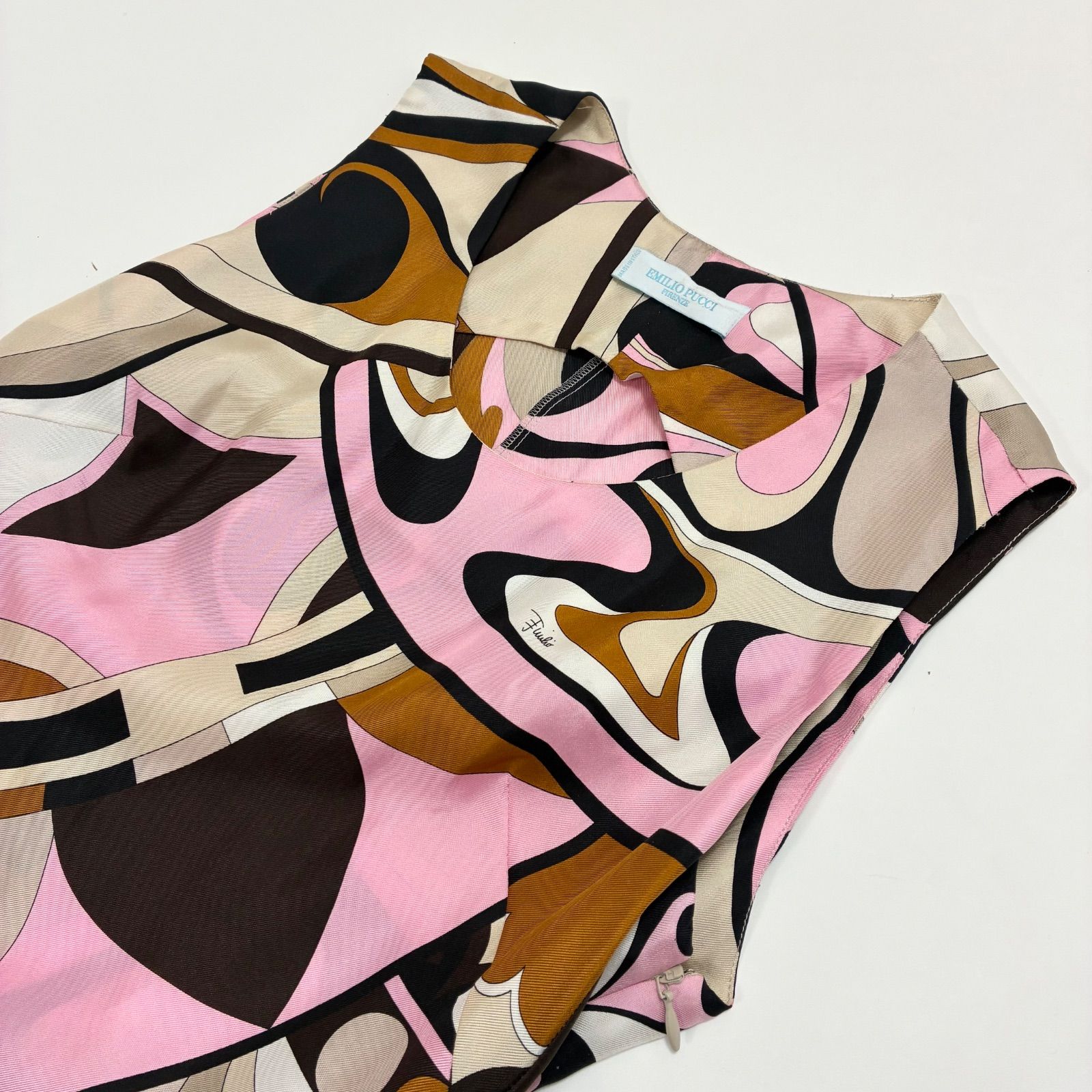 Emilio Pucci エミリオプッチ☆シルクノースリーブワンピース プッチ総