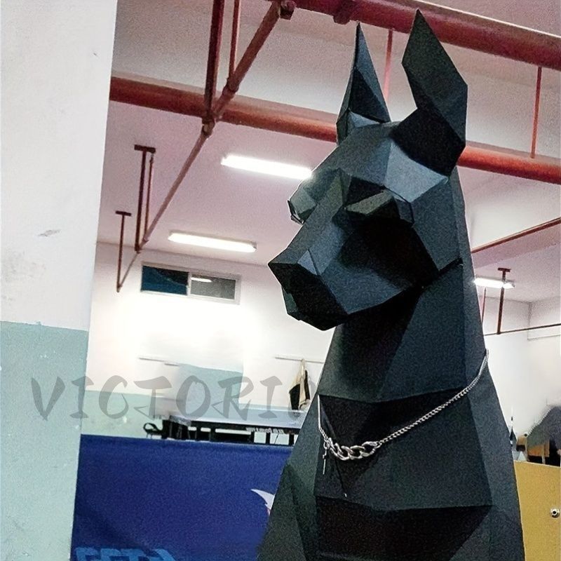 インテリア 犬 置物 彫刻 3D 黒い犬 作品 ドーベルマン 屋外 屋内 動物